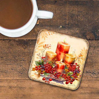 Merry Christmas Wooden Cork Coasters Gift Set of 4 by G. Debrekht - Santa Christmas Decor - 8199449C-S4