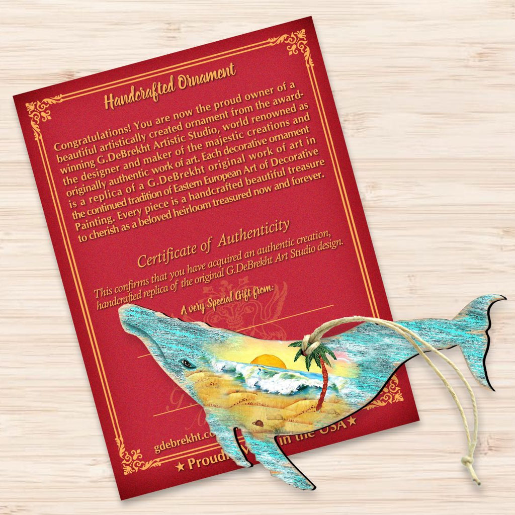 Rustic Humpback Whale Wooden Ornaments by G. DeBrekht - Coastal Holiday Decor - 8198516-2