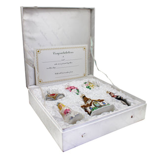 Wedding Ornaments Set of 6 Engagement - Unique Gift Made from Fabric Hand-Embroidered One-of-a-Kind Gift Set by GDeBrekht