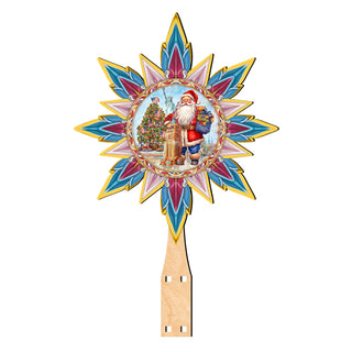 American-inspired Santa Tree Topper Wooden Decor by G. Debrekht - Santa Snowman Decor - 89523