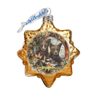 Simple Joys Black Bear Cubs Mercury Glass Ornament by J. Bergsma - Wildlife Holiday Decor - 7783850-JB