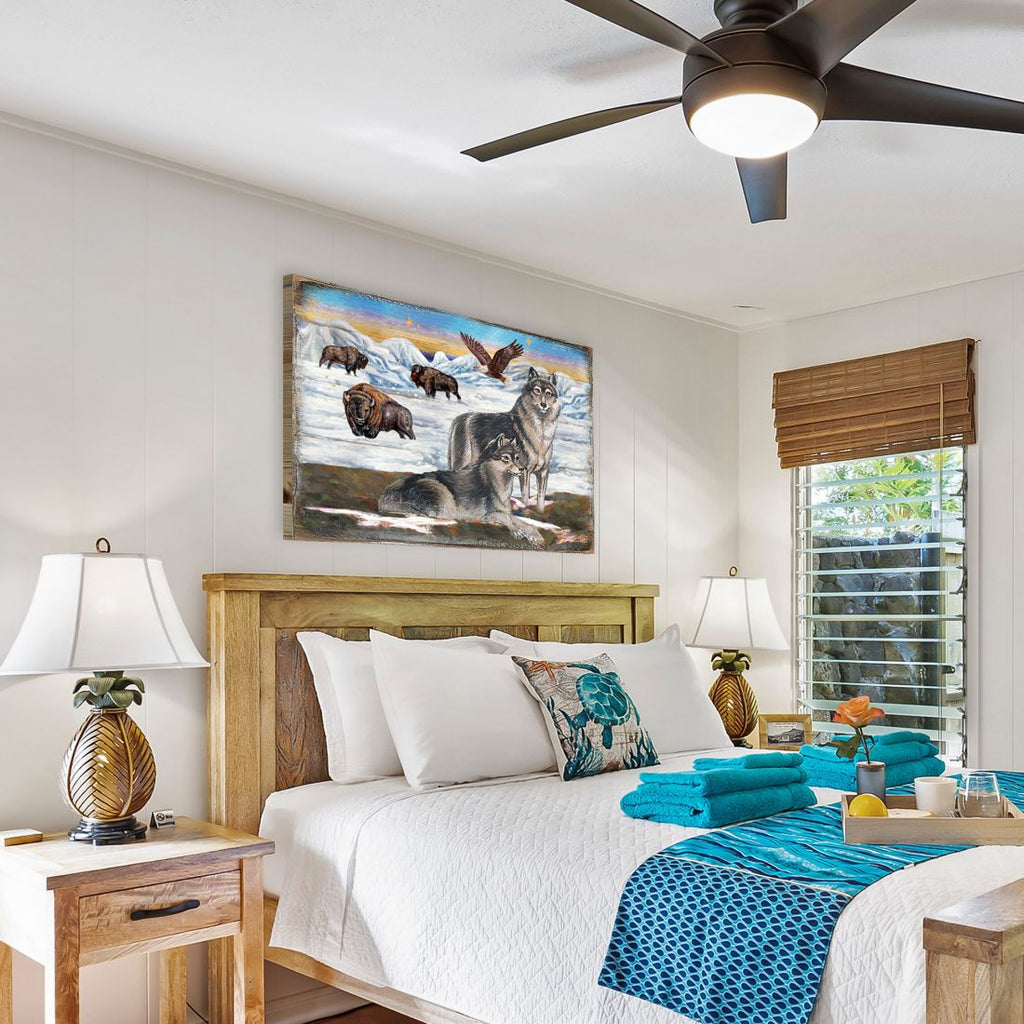 Winter Wolves Art Wooden Wall Art by Nature Wonders - Nature Wildlife Decor - 95222B