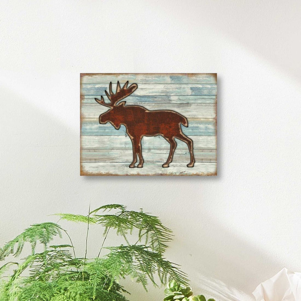 Rustic Moose Wooden Wall Art by G. DeBrekht - Wildlife Holiday Decor - 8198222B