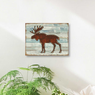 Rustic Moose Wooden Wall Art by G. DeBrekht - Wildlife Holiday Decor - 8198222B