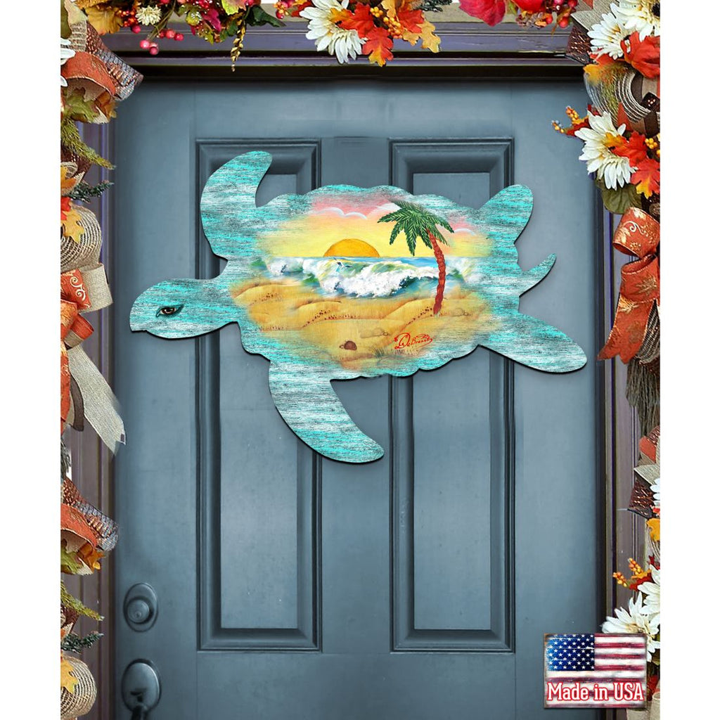 Sea Turtle Coastal Door Decor by G. DeBrekht - Coastal Holiday Decor - 8198518H