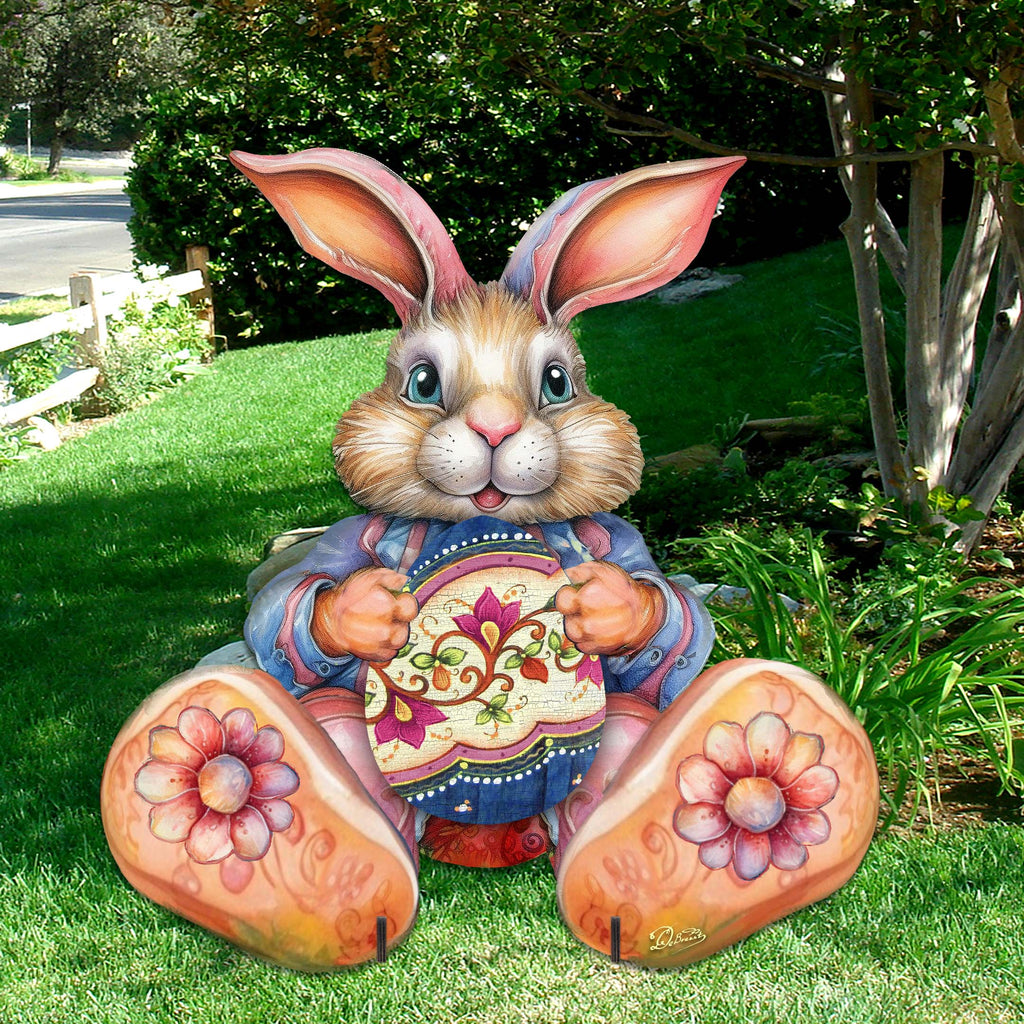 Easter Bunny Boy with Egg Easter Yard Sign by G. DeBrekht - Easter Spring Decor - 8652767F