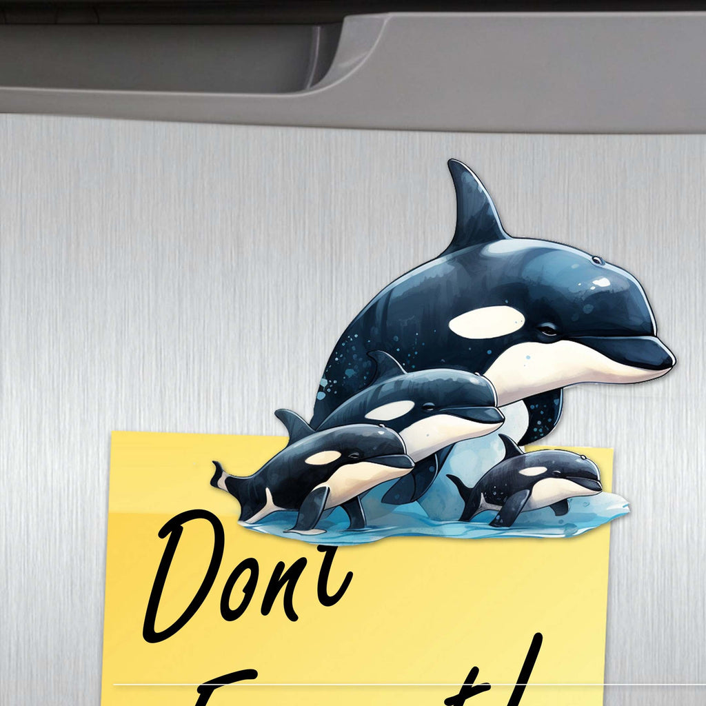 Majestic Orcas Decorative Eco Wood Magnets Set of 6 by G. Debrekht - Wildlife Coastal Decor - 8090102G-S6