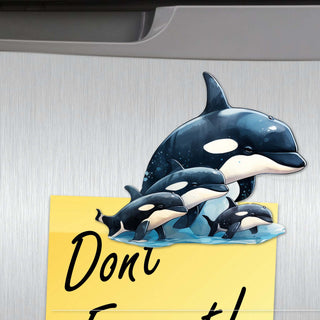 Majestic Orcas Decorative Eco Wood Magnets Set of 6 by G. Debrekht - Wildlife Coastal Decor - 8090102G-S6