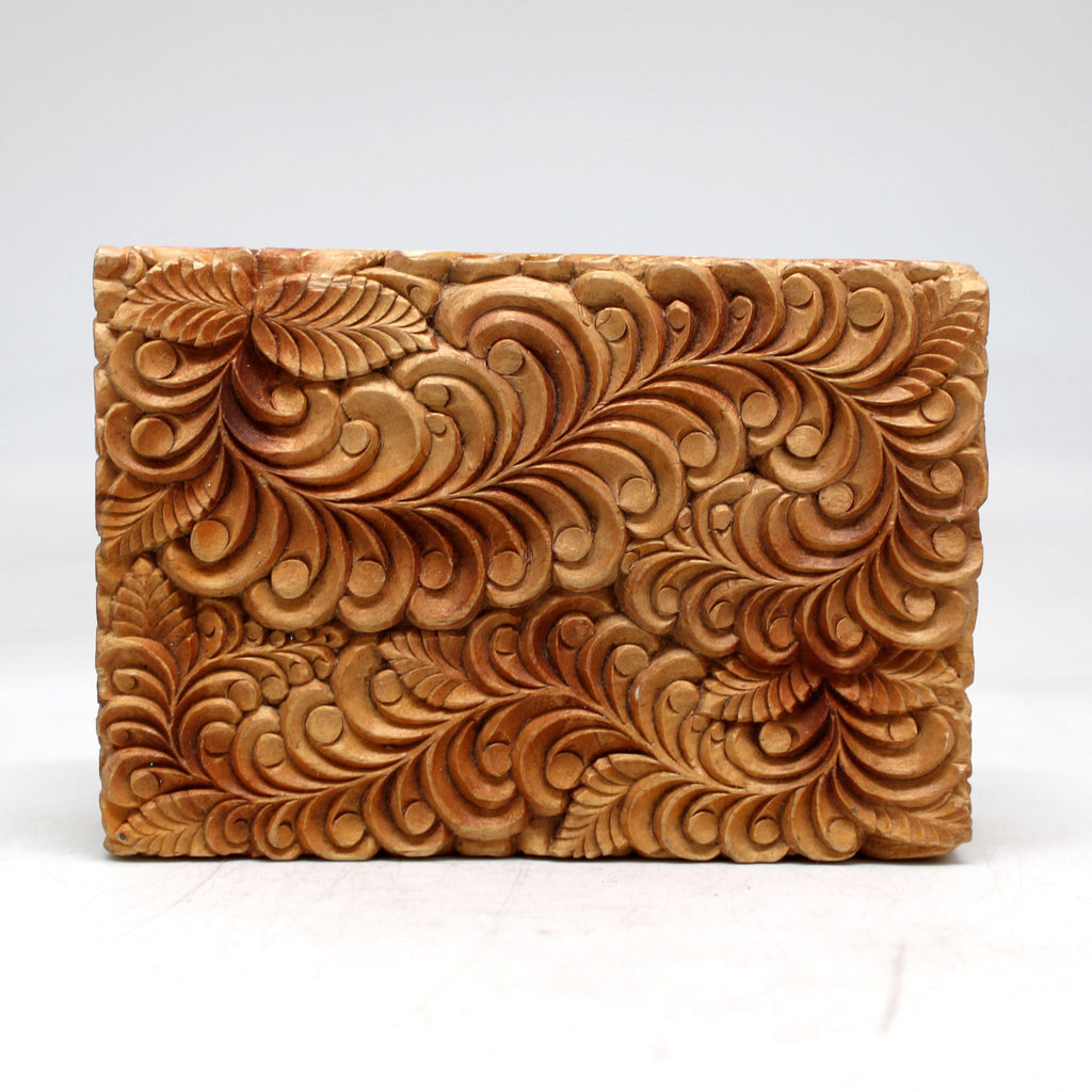 One-of-a-Kind Floral WOODCARVED Jewelry BOX 5x3x1.5 - Handcarved Unique Home Decoration Beautiful Gift Rare Find Collectible, Unique Hand Carved Gift