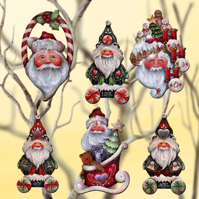 Magical Baby Santa Clip-On Eco Wood Decorative Ornaments Set of 6 by Jamie Mills-Price - Christmas Santa Snowman Decor - 8090051C-MP-S6