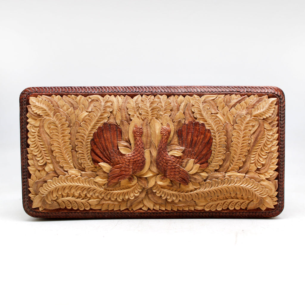 One-of-a-Kind Black Grouses WOODCARVED Jewelry BOX 8x4x3