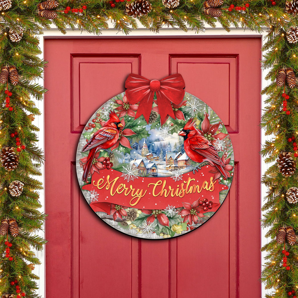 Merry Christmas Front Door Welcome Sign, Wooden Front Porch Decor by G. Debrekht Christmas Decor - 933121H