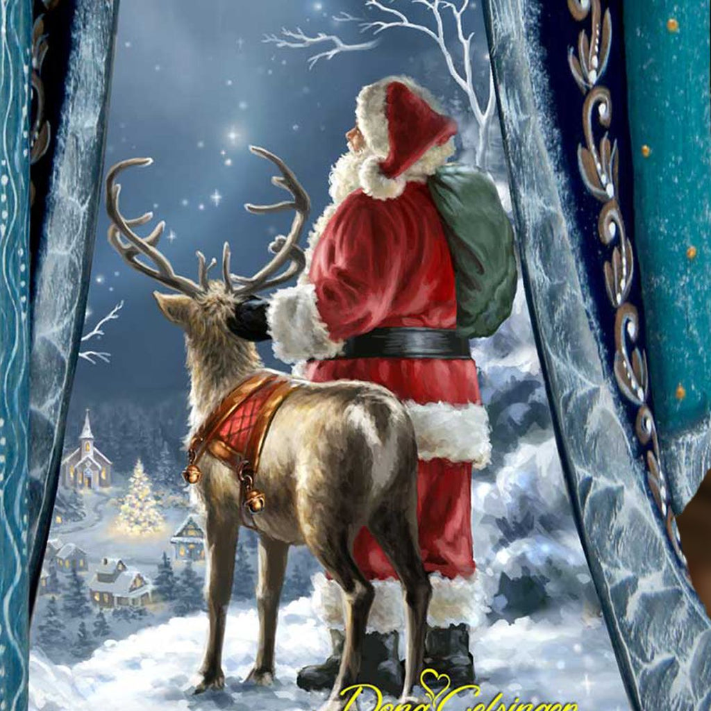 Starry Night Santa Hand-Painted WOODCARVED Figurine by D. Gelsinger - Christmas Decor - 242107-1713