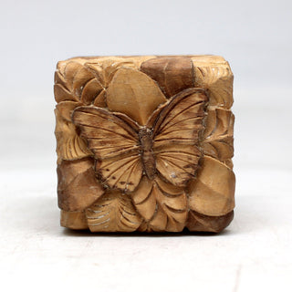 One-of-a-Kind Butterfly WOODCARVED Jewelry BOX - 2.5x2.5x2 - Handcarved Unique Home Decoration Beautiful Gift Rare Find Collectible, Unique Hand Carved Gift
