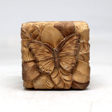 One-of-a-Kind Butterfly WOODCARVED Jewelry BOX - 2.5x2.5x2 - Handcarved Unique Home Decoration Beautiful Gift Rare Find Collectible, Unique Hand Carved Gift