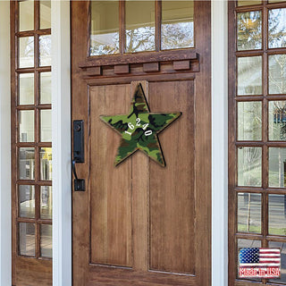 Military Star Wooden Personalized House Number Sign - American Patriotic Decor - Handcrafted Wooden Handcrafted Wooden Address Sign - MA98917