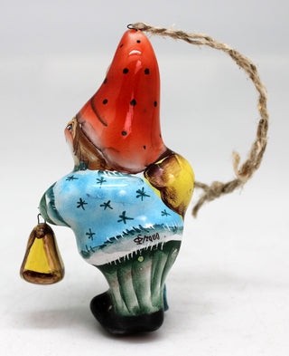 One-of-a-Kind Little Gnome Unique Hand Painted Porcelain Holiday Ornament 3.5
