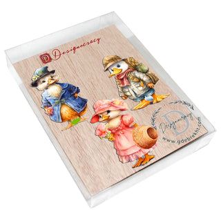 Easter Ducks Decorative Eco Wood Ornaments Set of 3 by G. Debrekht - Easter Decor - 8091043-S3