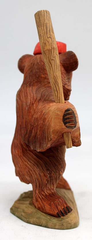 One-of-a-Kind Bear WOODCARVED Handpainted Figurine 4 X 2.5 X 7