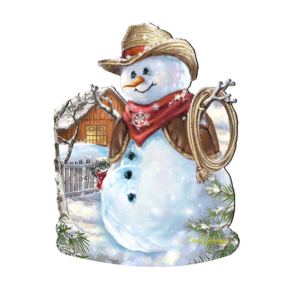 Cowboy Snowman Christmas Door Decor by D. Gelsinger - Christmas Santa Snowman Decor - 8121115H-1541