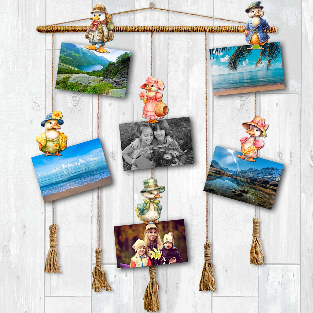 Easter Ducks Clip-On Eco Wood Decorative Ornaments Set of 6 by G. Debrekht - Easter Decor - 8090043C-S6