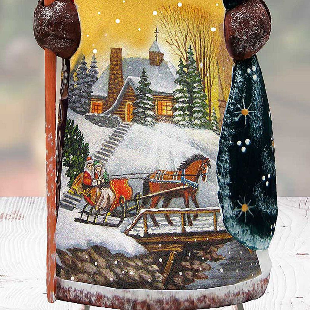 Winter Sleigh Ride Hand-Painted WOODCARVED Masterpiece by G. DeBrekht - Christmas Decor - 8201015-1