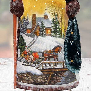 Winter Sleigh Ride Hand-Painted WOODCARVED Masterpiece by G. DeBrekht - Christmas Decor - 8201015-1