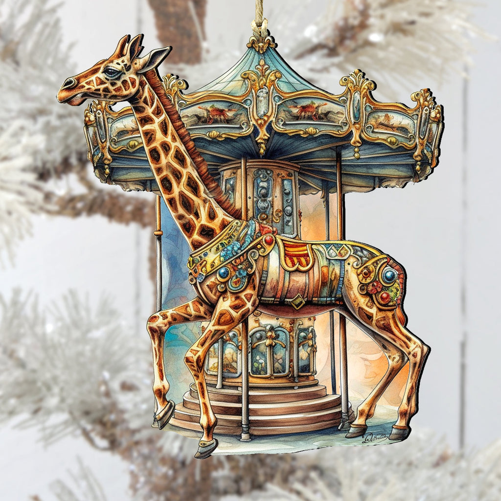 Carousel Giraffe Wooden Ornaments by G. Debrekht Christmas Decor - 8611028