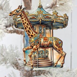 Carousel Giraffe Wooden Ornaments by G. Debrekht Christmas Decor - 8611028