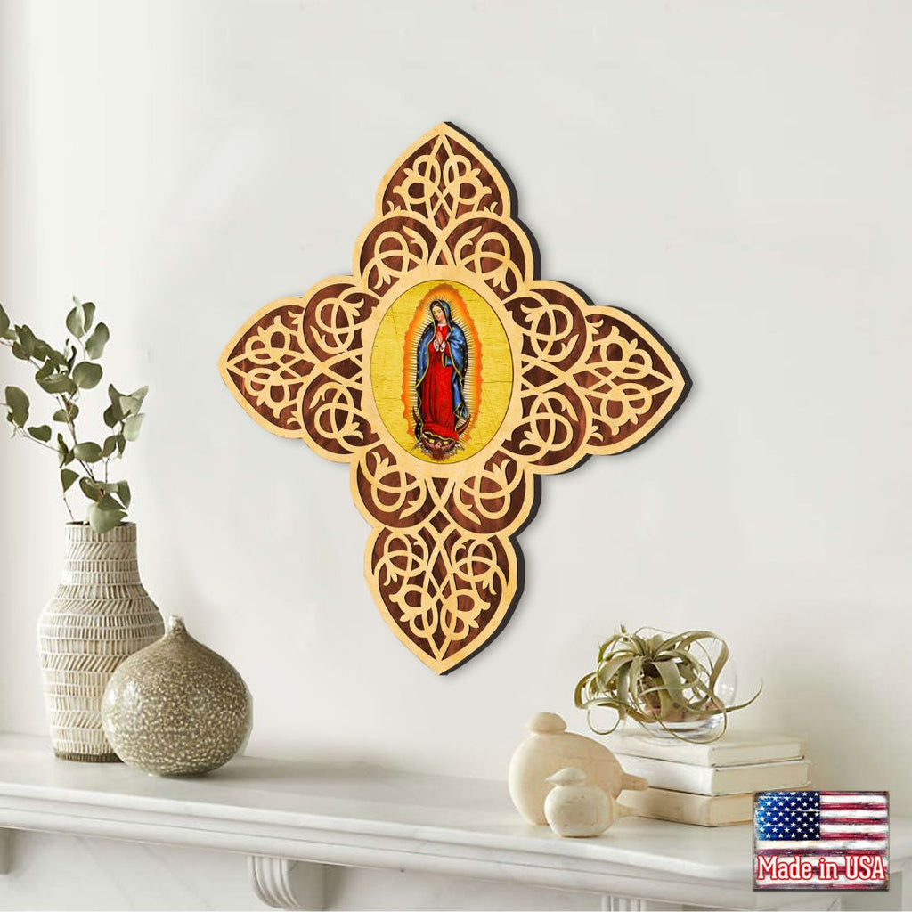 Lady of Guadalupe Filigree Wooden Cross by Museum Icons - Inspirational Icon Decor - 88432