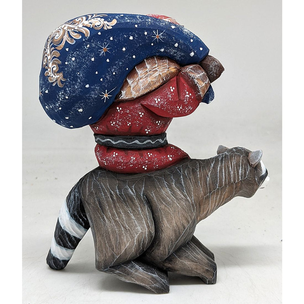 Raccoon Santa Hand-Painted WOODCARVED Masterpiece by G. DeBrekht - Wildlife Holiday Decor - 820025 *** PRE-ORDER - Handmade Just for You! ***