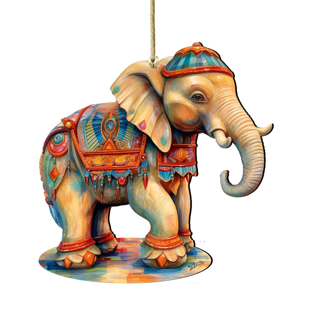Carousel Elephant Wooden Ornaments by G. Debrekht - Christmas Decor - 8100192-3