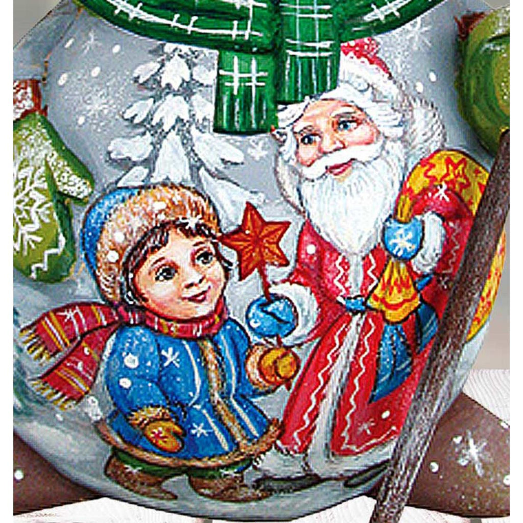 Santa Snowman with Kids Hand-Painted WOODCARVED Masterpiece by G. DeBrekht - Christmas Santa Snowman Decor - 8215893 *** PRE-ORDER - Handmade Just for You! ***