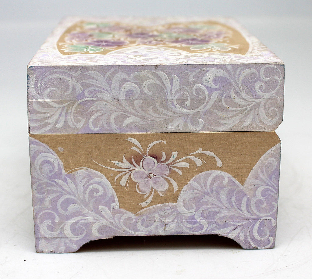 One-of-a-Kind White Wedding Summer Flowers Hand Painted Wooden Box 5 x 3