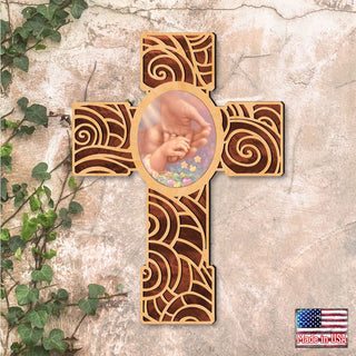 Baby Blessing Modern Wooden Cross by D. Gelsinger - Inspirational Icon Decor - 88284-DG
