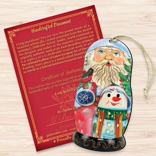 Santa Nesting Doll Wooden Ornaments by G. DeBrekht - Christmas Santa Snowman Decor - 8115142