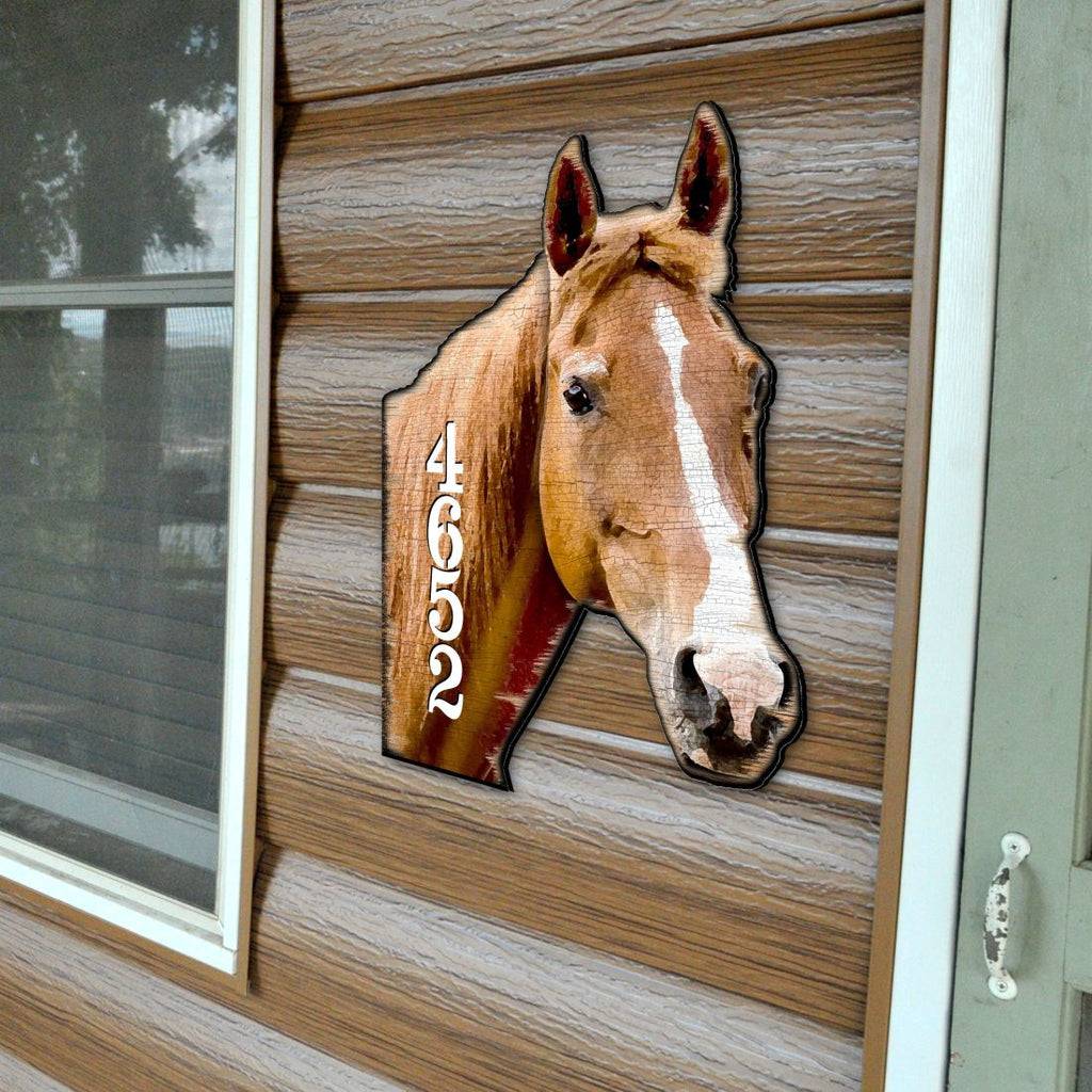 Horse Wooden Custom House Number Sign - Nature Wildlife Decor - Handcrafted Wooden Handcrafted Wooden Address Sign - MA98160