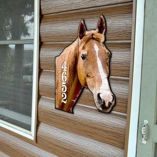Horse Wooden Custom House Number Sign - Nature Wildlife Decor - Handcrafted Wooden Handcrafted Wooden Address Sign - MA98160