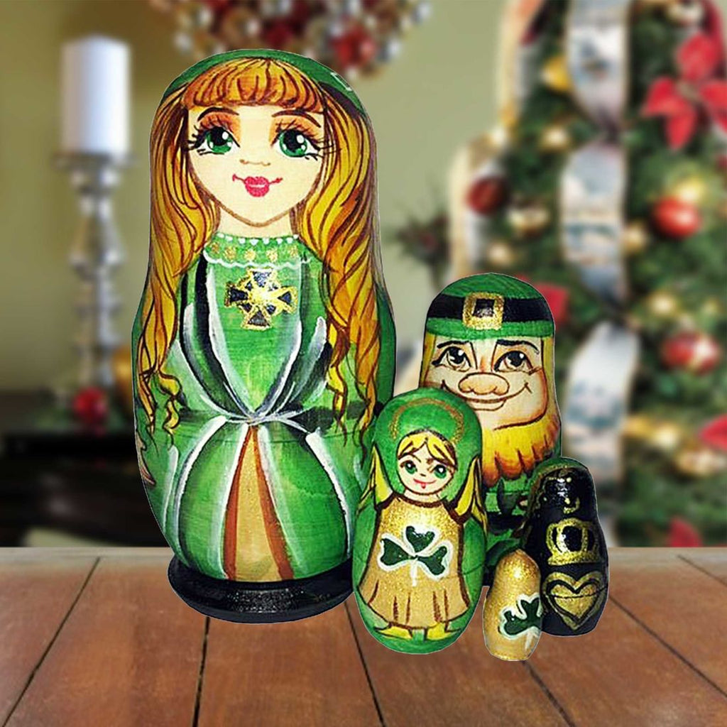 Irish Princess Matreshka Nesting Hand-Painted Dolls Set of 5 by G. DeBrekht - Celtic Decor - 140077
