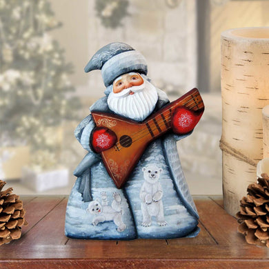 Santa with Guitar Polar Bears Hand-Painted WOODCARVED Masterpiece by G. DeBrekht - Wildlife Holiday Decor - 2821464 - SPECIAL ORDER *** PRE-ORDER - Handmade Just for You! ***