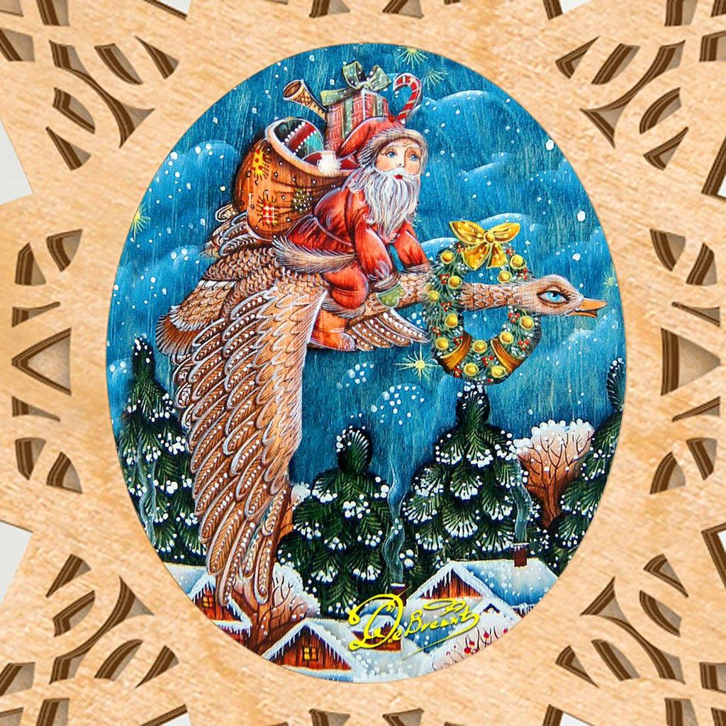 Santa On Goose Tree Topper by G.DeBrekht - Christmas Santa Snowman Decor - 89492