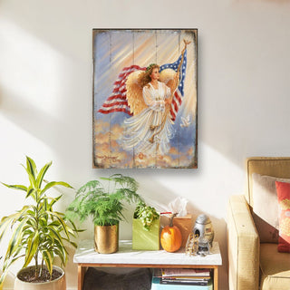 American Angel Art Wooden Wall Art by D. Gelsinger - American Patriotic Decor - 95655B-0107