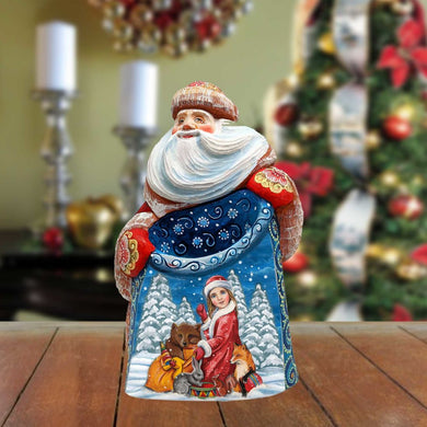 The Snow Maiden with Forest Friends Santa Hand-Painted WOODCARVED Figurine by G. DeBrekht - Christmas Decor - 8203012 *** PRE-ORDER - Handmade Just for You! ***