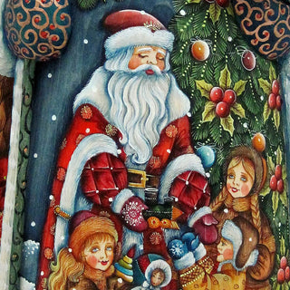 Gift Giving Children with Tree Hand-Painted WOODCARVED Masterpiece by G. DeBrekht - Christmas Decor - 215635
