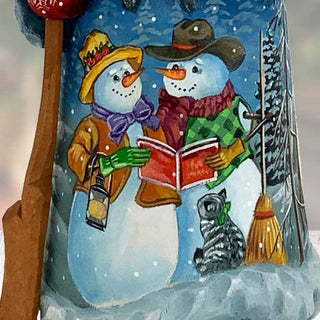 Snowman Santa Little Helpers Hand-Painted WOODCARVED Figurine by G. DeBrekht - Christmas Santa Snowman Decor - 821508-7