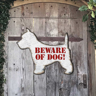 Beware of Dog! White Puppy House Number Sign - Nature Wildlife Decor - Handcrafted Wooden Address Sign - MA991223