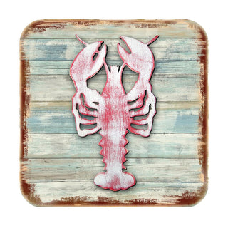 Lobster Coastal Wooden Cork Coasters Gift Set of 4 by Nature Wonders - Coastal Sea-Life Decor - 8198538-9C-S4
