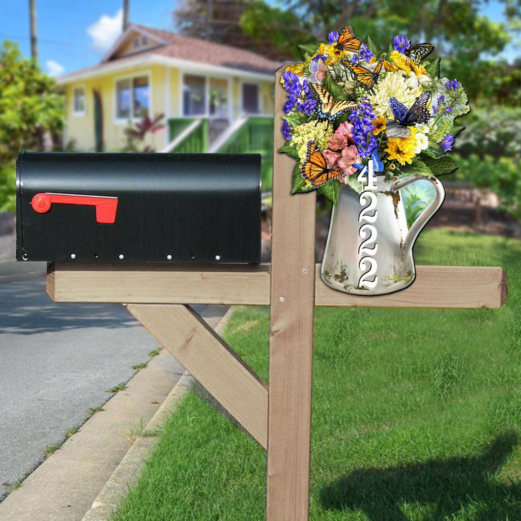 Butterfly Bouquet Personalized House Number Sign by D. Gelsinger - Easter Spring Decor - Handcrafted Wooden Address Sign - MA8461055-1920