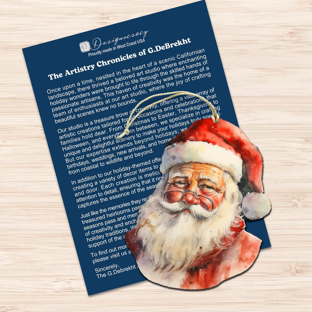 Jolly Santa Faces Decorative Eco Wood Ornaments Set of 3 by G. Debrekht - Christmas Decor - 8091045-S3