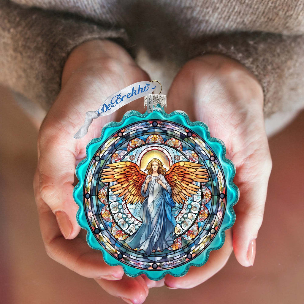 Love Harmony Angel Wreath Glass Ornament by G. Debrekht - Nativity Holiday Decor - 759-054